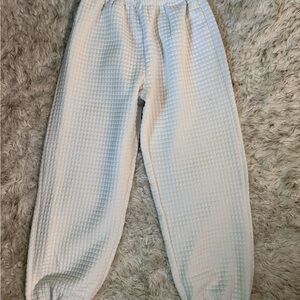 White Textured Jogger Pants
